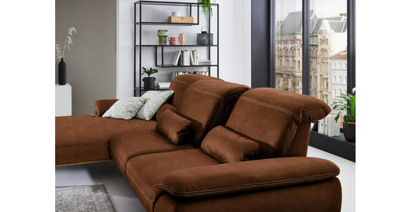 ECKSOFA in Mikrofaser Cognac  - Cognac/Beige, Natur, Holz/Textil (201/322cm) - Voleo