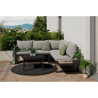 LOUNGEGARNITUR Aluminium, Eisen  - Dunkelgrau/Grau, MODERN, Kunststoff/Textil (142.5/70/67cm) - Ambia Garden