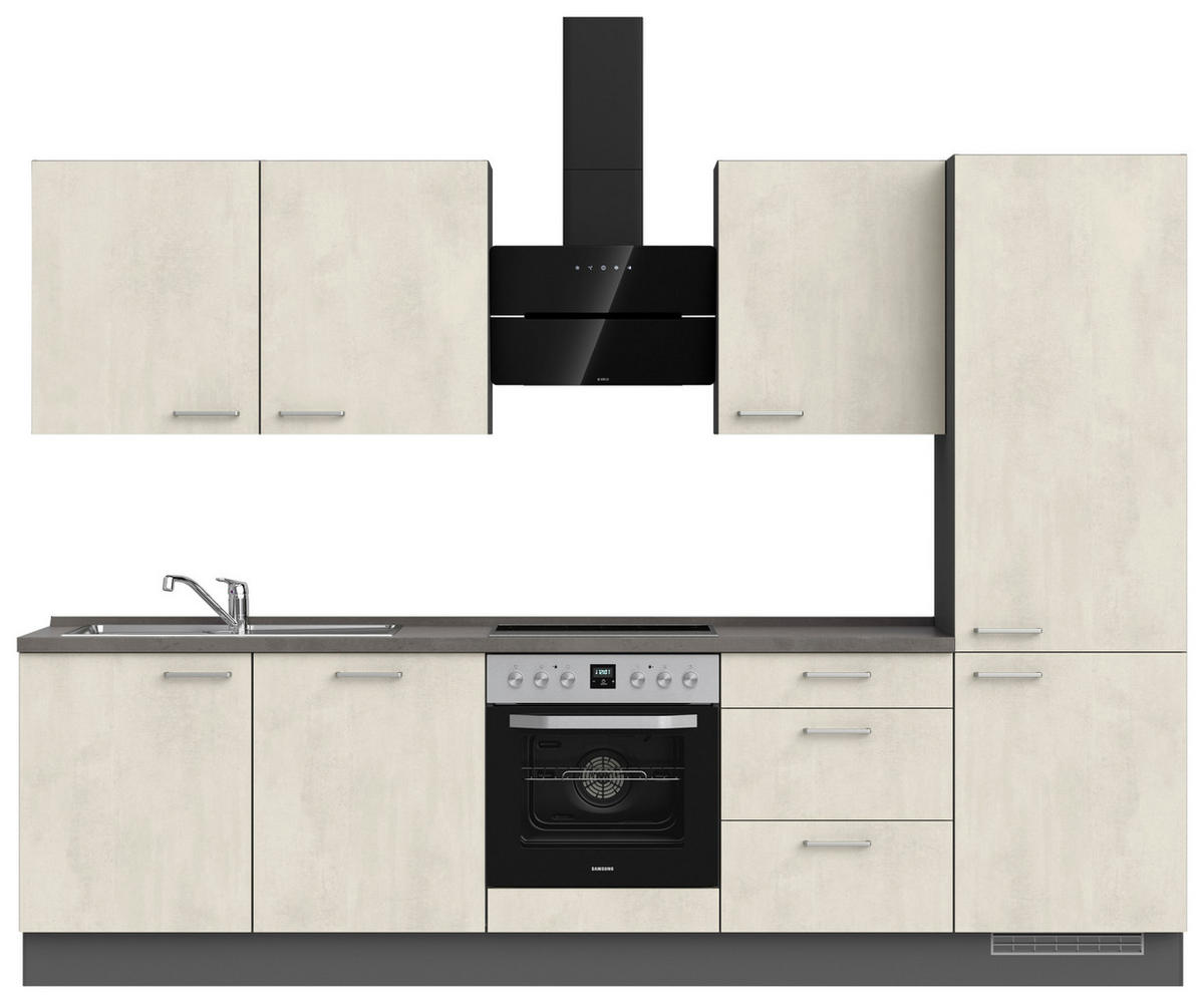 KÜCHENLEERBLOCK 300 cm   in Weiß, Schieferfarben  - Schieferfarben/Edelstahlfarben, MODERN, Holzwerkstoff/Metall (300cm) - Nobilia