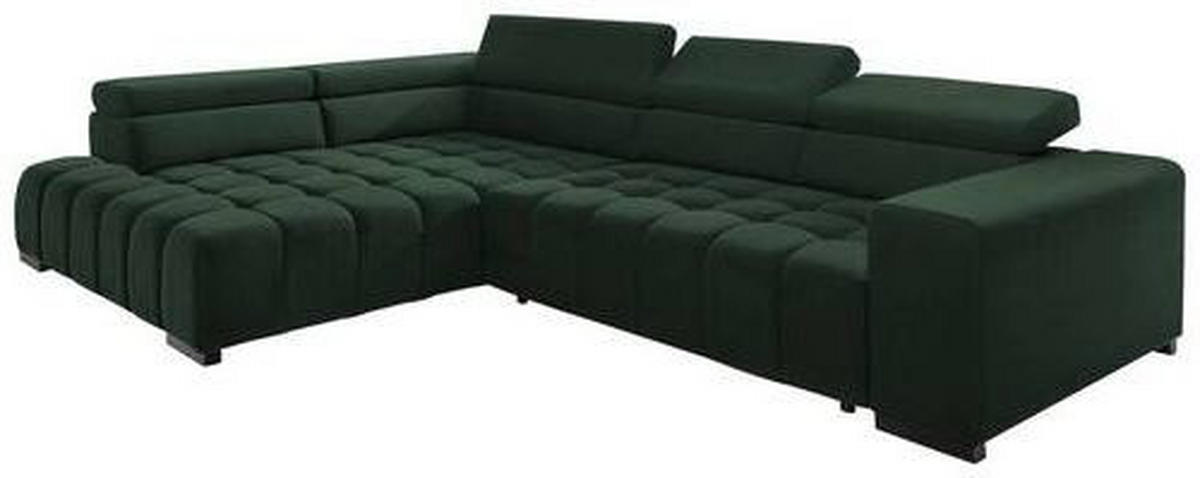 ECKSCHLAFSOFA in Velours Grün  - Schwarz/Grün, Design, Holz/Textil (201/307cm) - Livetastic