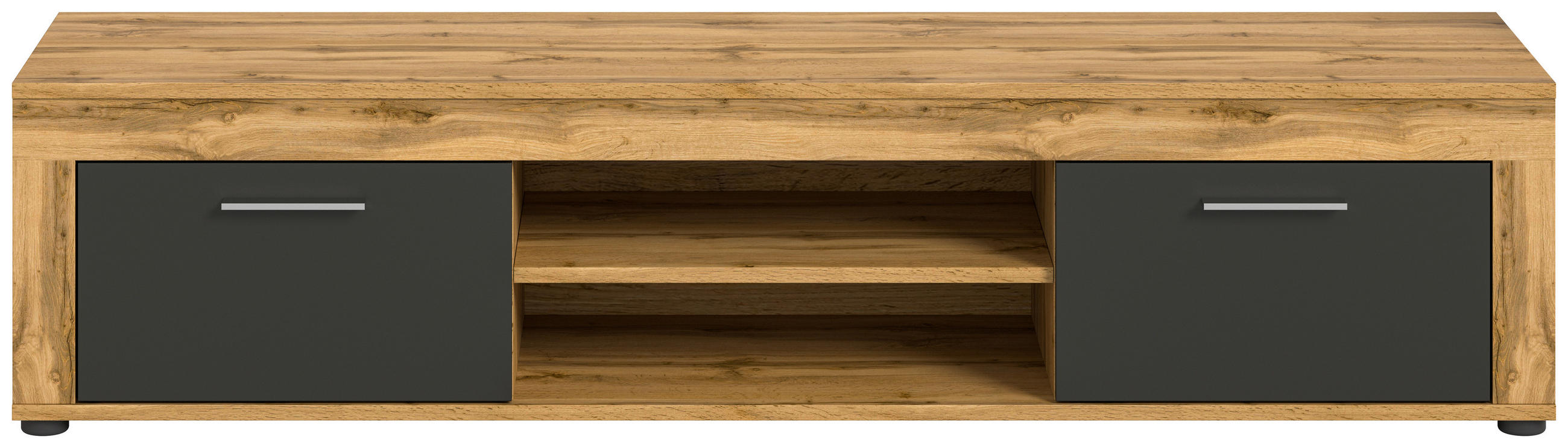 LOWBOARD Jam  in 160/37/40 cm  - Silberfarben/Eiche Wotan, Design, Holzwerkstoff/Kunststoff (160/37/40cm) - MID.YOU