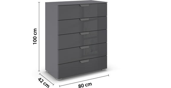 KOMMODE  in 80/100/43 cm  - Chromfarben/Dunkelgrau, Design, Glas/Holzwerkstoff (80/100/43cm) - Carryhome