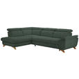 ECKSOFA in Bouclé Grün  - Eichefarben/Grün, MODERN, Holz/Textil (212/287cm) - Valnatura