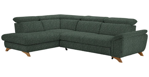 ECKSOFA in Bouclé Grün  - Eichefarben/Grün, MODERN, Holz/Textil (212/287cm) - Valnatura