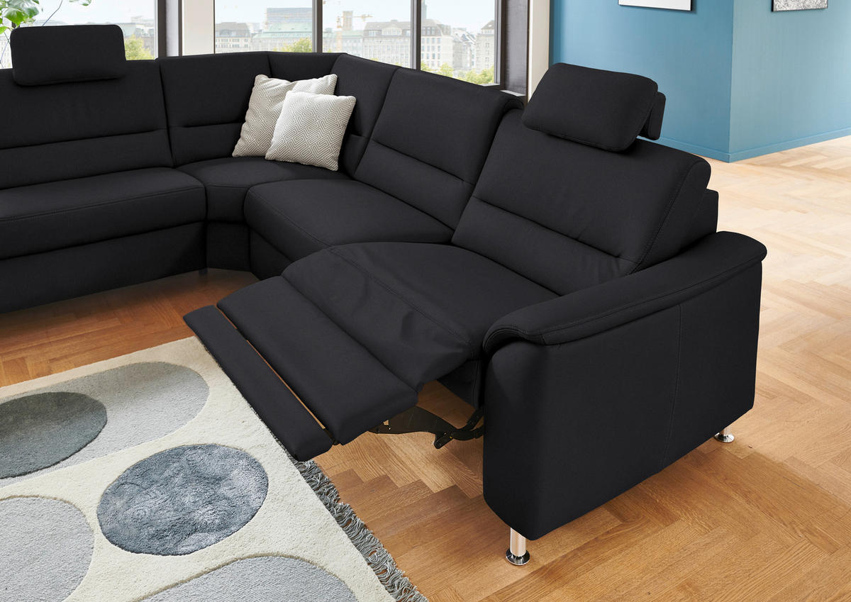 ECKSOFA in Echtleder Anthrazit  - Anthrazit/Alufarben, Basics, Leder/Metall (249/290cm) - Beldomo Premium