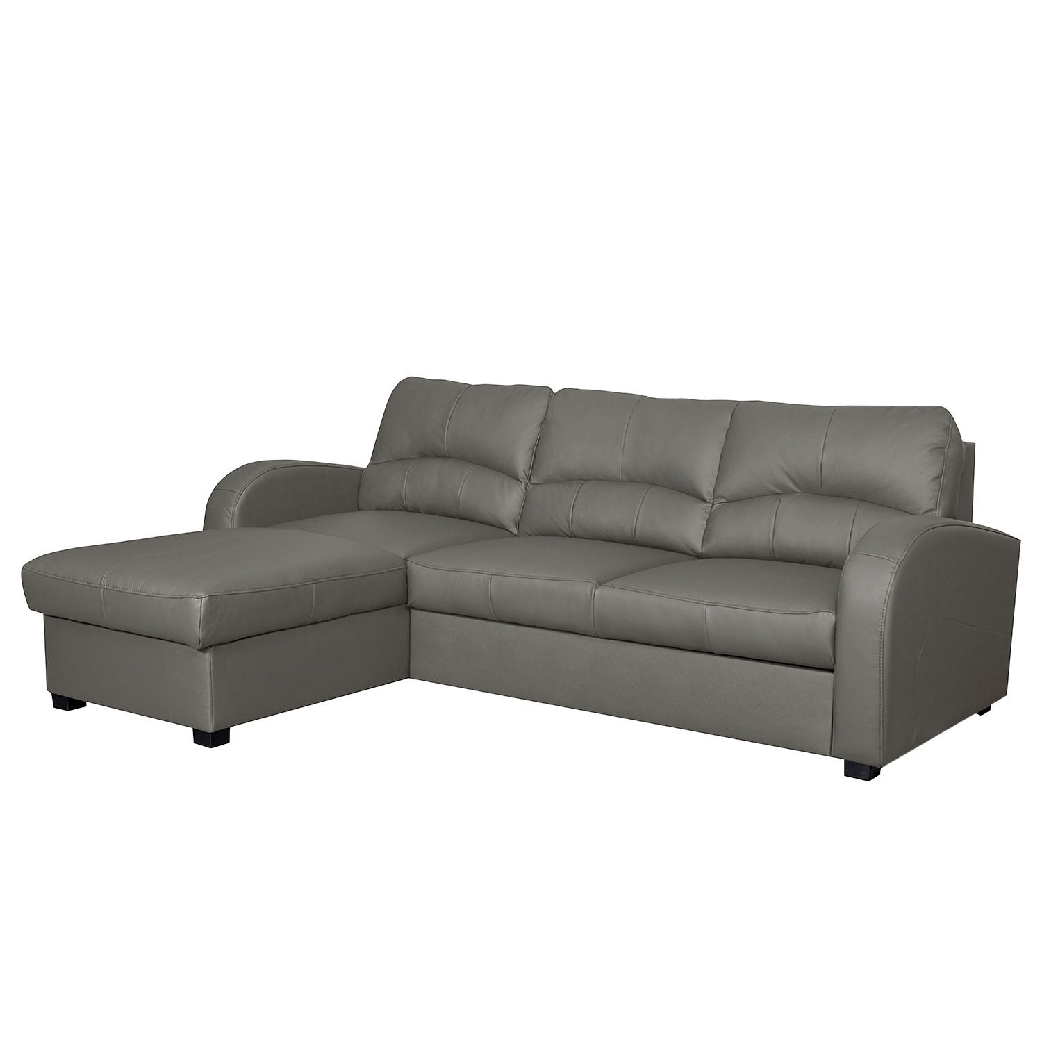 ECKSOFA  Lederlook Grau  - Schwarz/Grau, Design, Kunststoff/Textil (168/227cm) - Livetastic
