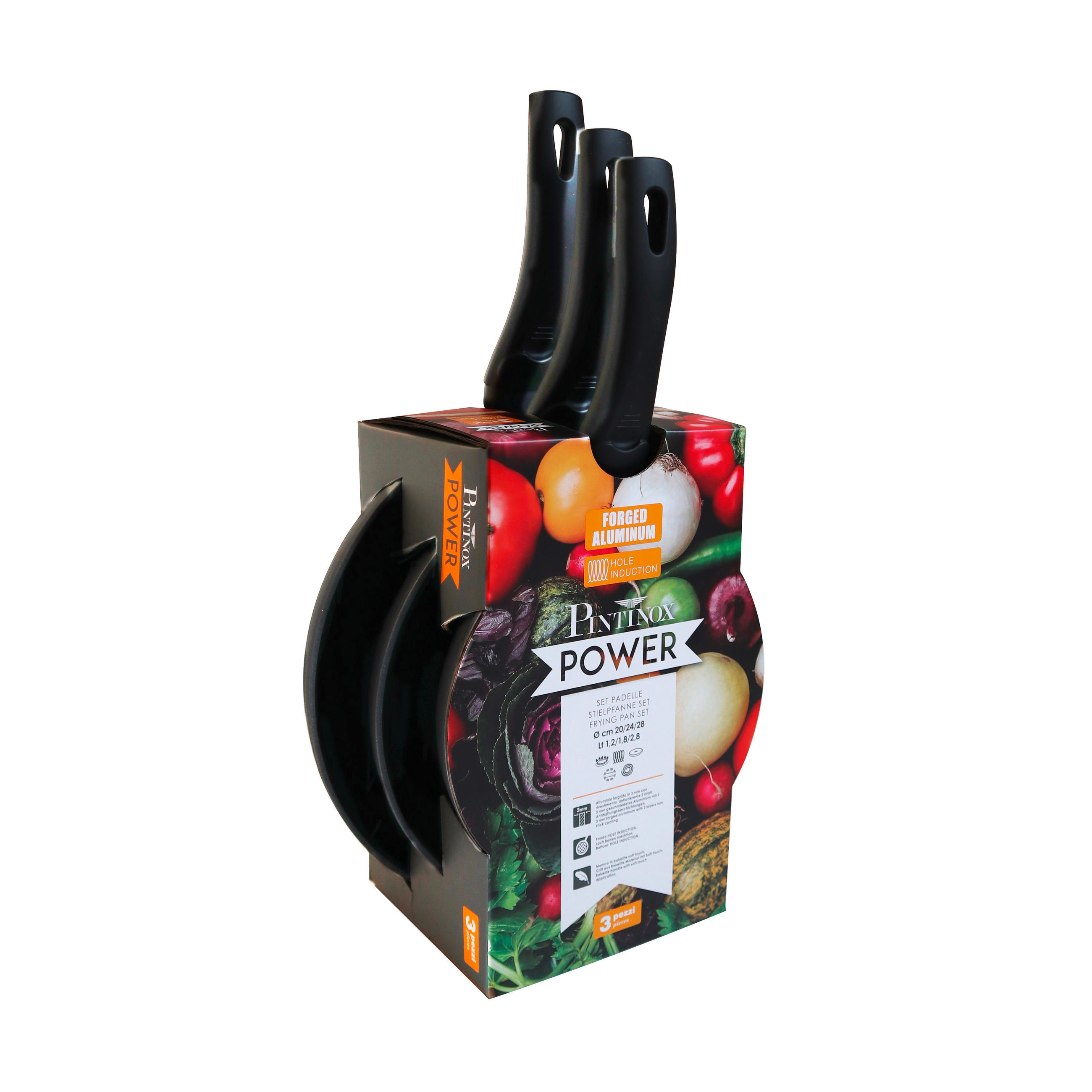 Pfannenset Power 3-Teilig Schwarz D: 20/24/28 cm