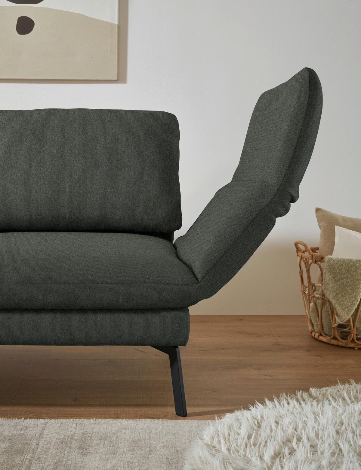 ECKSOFA  in Flachgewebe Grün  175-224/255-365 cm  - Schwarz/Grün, Design, Textil/Metall (175-224/255-365cm) - Dieter Knoll