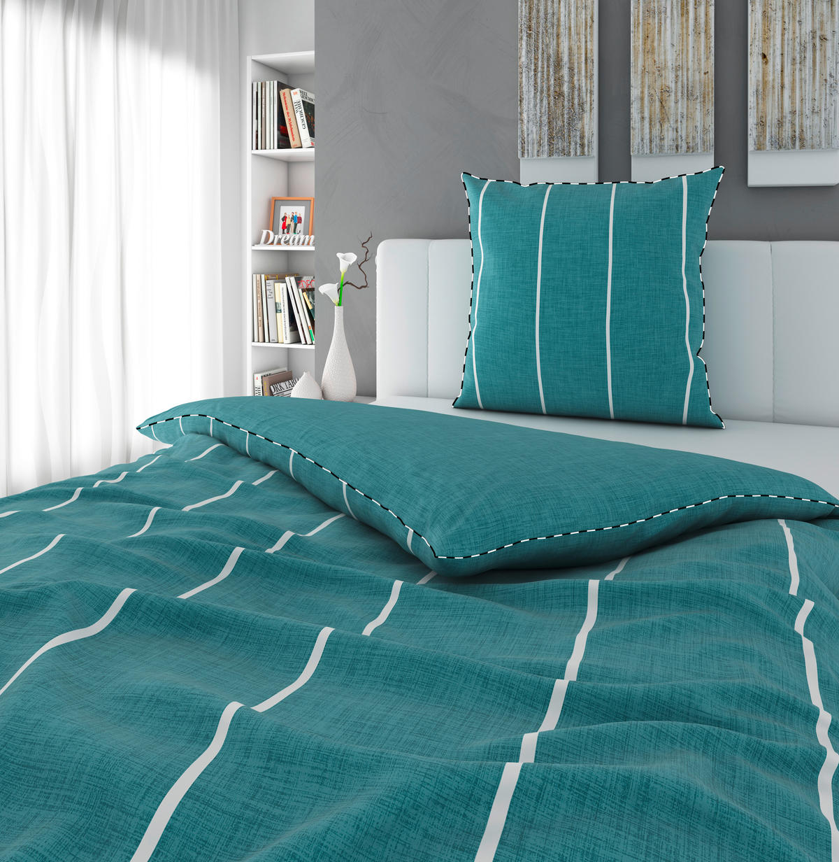 WENDEBETTWÄSCHE Renforcé 135/200 cm  - Petrol, KONVENTIONELL, Textil (135/200cm) - Novel