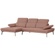 ECKSOFA Ottomane links, Eckteil  More_LZ Kupferfarben Webstoff  - Schwarz/Kupferfarben, Design, Textil/Metall (188/296cm) - Xora