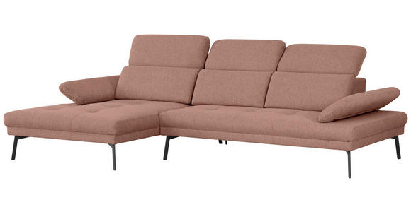 ECKSOFA Ottomane links, Eckteil  More_LZ Kupferfarben Webstoff  - Schwarz/Kupferfarben, Design, Textil/Metall (188/296cm) - Xora