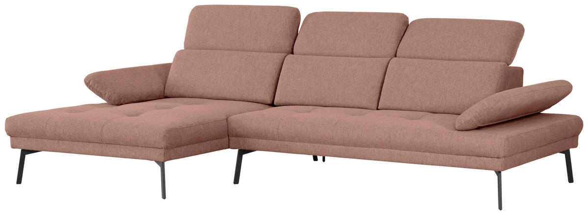 ECKSOFA Ottomane links, Eckteil  More_LZ Kupferfarben Webstoff  - Schwarz/Kupferfarben, Design, Textil/Metall (188/296cm) - Xora