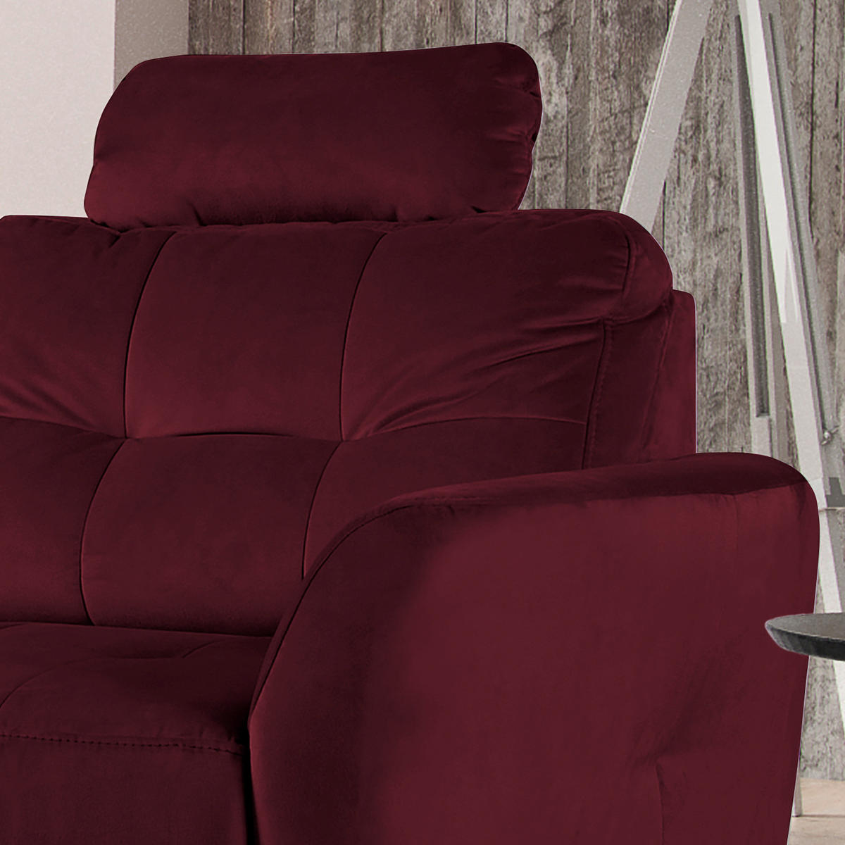 ECKSOFA Rot Samt  - Buchefarben/Rot, Design, Holz/Textil (168/238cm) - Livetastic
