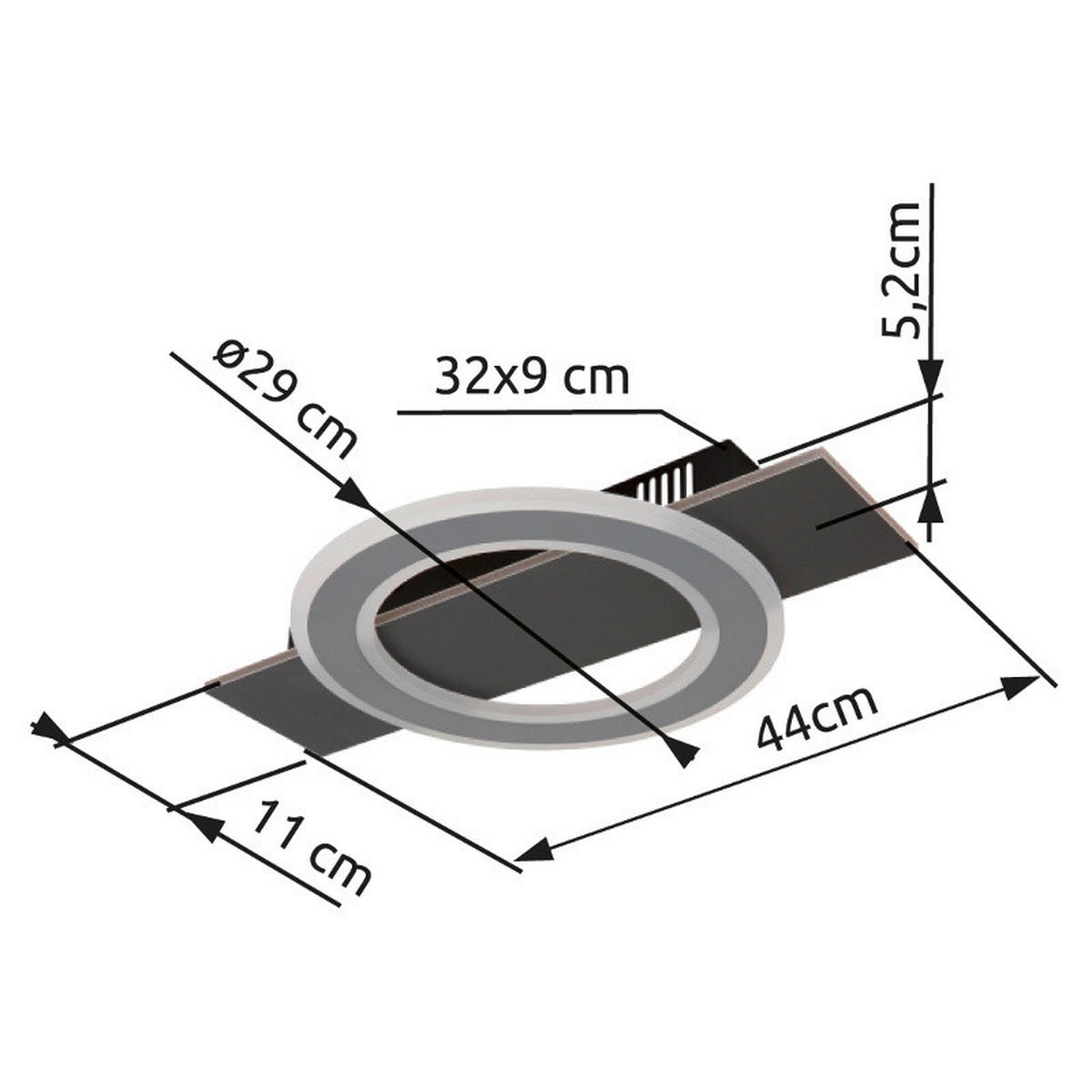 LED-DECKENLEUCHTE    44/29/5,5 cm  - Anthrazit/Opal, Design, Kunststoff/Metall (44/29/5,5cm) - Globo