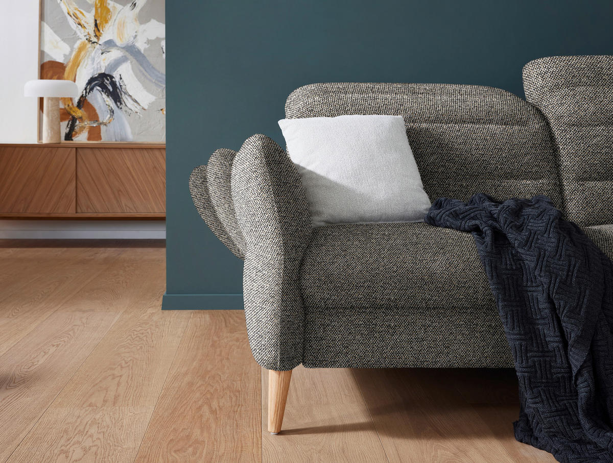 2-SITZER-SOFA in Webstoff Hellbraun  - Hellbraun/Eiche Bianco, Design, Holz/Textil (234-262/85-106/98-112cm) - Dieter Knoll