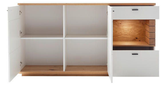 SIDEBOARD Weiß, Wildeiche  180/100/44 cm  - Wildeiche/Anthrazit, Design, Glas/Holz (180/100/44cm) - Novel
