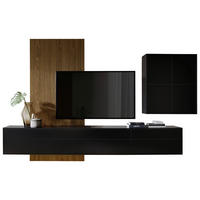 WOHNWAND  in Schwarz 348,2/234,9/49,5 cm  - Schwarz, Design, Holzwerkstoff (348,2/234,9/49,5cm) - Invivus