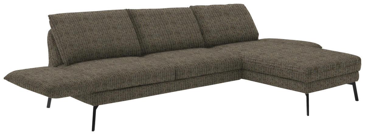 ECKSOFA in Flachgewebe Braun  277/175 cm  - Schwarz/Braun, Design, Textil/Metall (277/175cm) - Schöner Wohnen