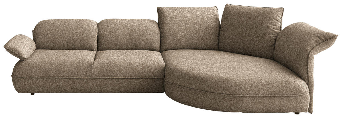 ECKSOFA Chenille Beigebraun  - Beigebraun/Schwarz, Design, Kunststoff/Textil (343/154cm) - Koinor