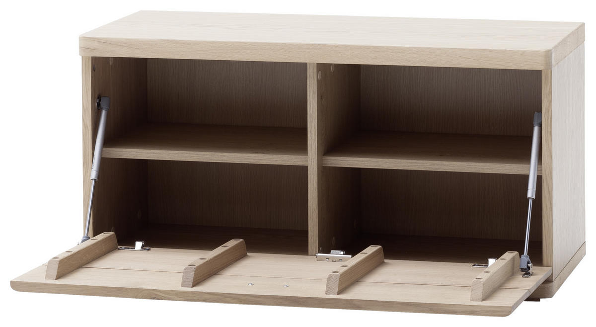 GARDEROBENBANK  in 90/47/37 cm  - Eichefarben/Schwarz, Natur, Holz/Metall (90/47/37cm) - Linea Natura