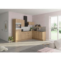 ECKKÜCHE 270/200 cm  in Eichefarben  - Edelstahlfarben/Eichefarben, Basics, Holzwerkstoff/Metall (270/200cm) - Optifit