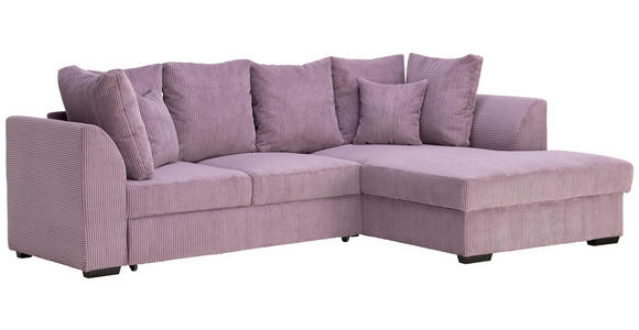 ECKSOFA  in Cord Pflaume  259/174 cm  - Pflaume/Schwarz, Design, Kunststoff/Textil (259/174cm) - Cantus