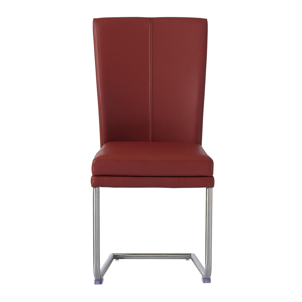 SCHWINGSTUHL  in Edelstahl Echtleder pigmentiert  - Edelstahlfarben/Rot, Design, Leder/Metall (44/98/58cm) - Valdera