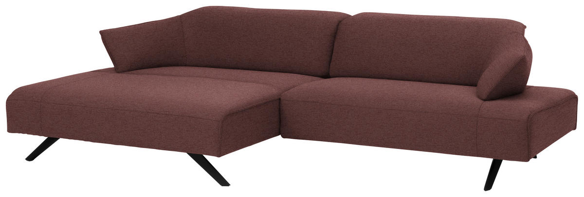 ECKSOFA in Struktur Rosa  - Anthrazit/Rosa, Design, Textil/Metall (165/276cm) - Himolla