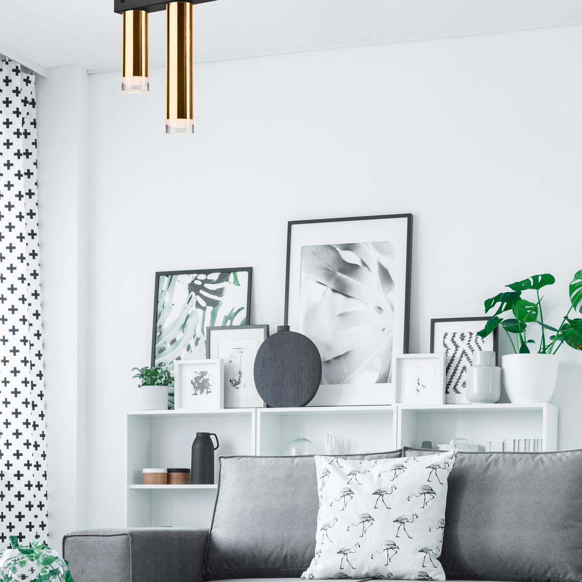 DECKENLEUCHTE Diego 32/28/50 cm   - Goldfarben, Design, Kunststoff/Metall (32/28/50cm)