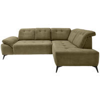 ECKSOFA 272/200 cm  in Cord Olivgrün Kopfteilverstellung, Sitzvorzug  272/200 cm  - Schwarz/Olivgrün, MODERN, Textil/Metall (272/200cm) - Livetastic