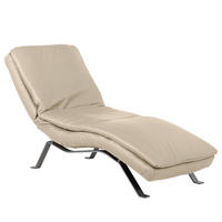 RELAXLIEGE in Echtleder Grau  - Silberfarben/Grau, Design, Leder/Metall (65/95/171cm) - Celina Home