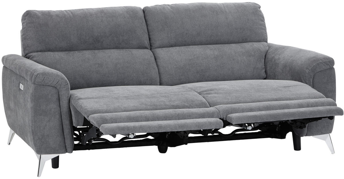 2-SITZER-SOFA Webstoff Grau, Chromfarben  - Chromfarben/Grau, KONVENTIONELL, Textil/Metall (215/97/97cm) - Livetastic