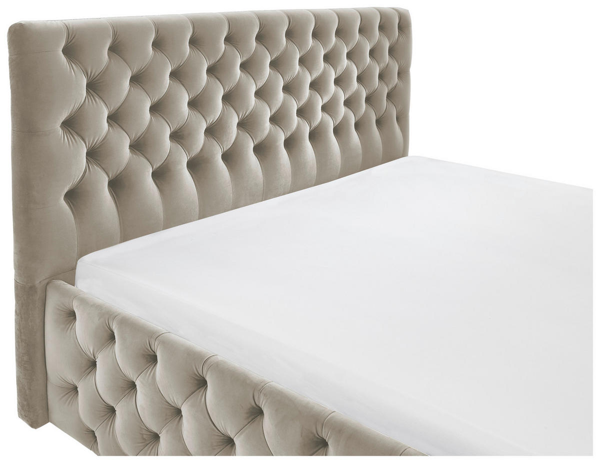 ČALÚNENÁ POSTEĽ, 180/200 cm, béžová - čierna/béžová, Konventionell, textil/plast (180/200cm) - Cantus