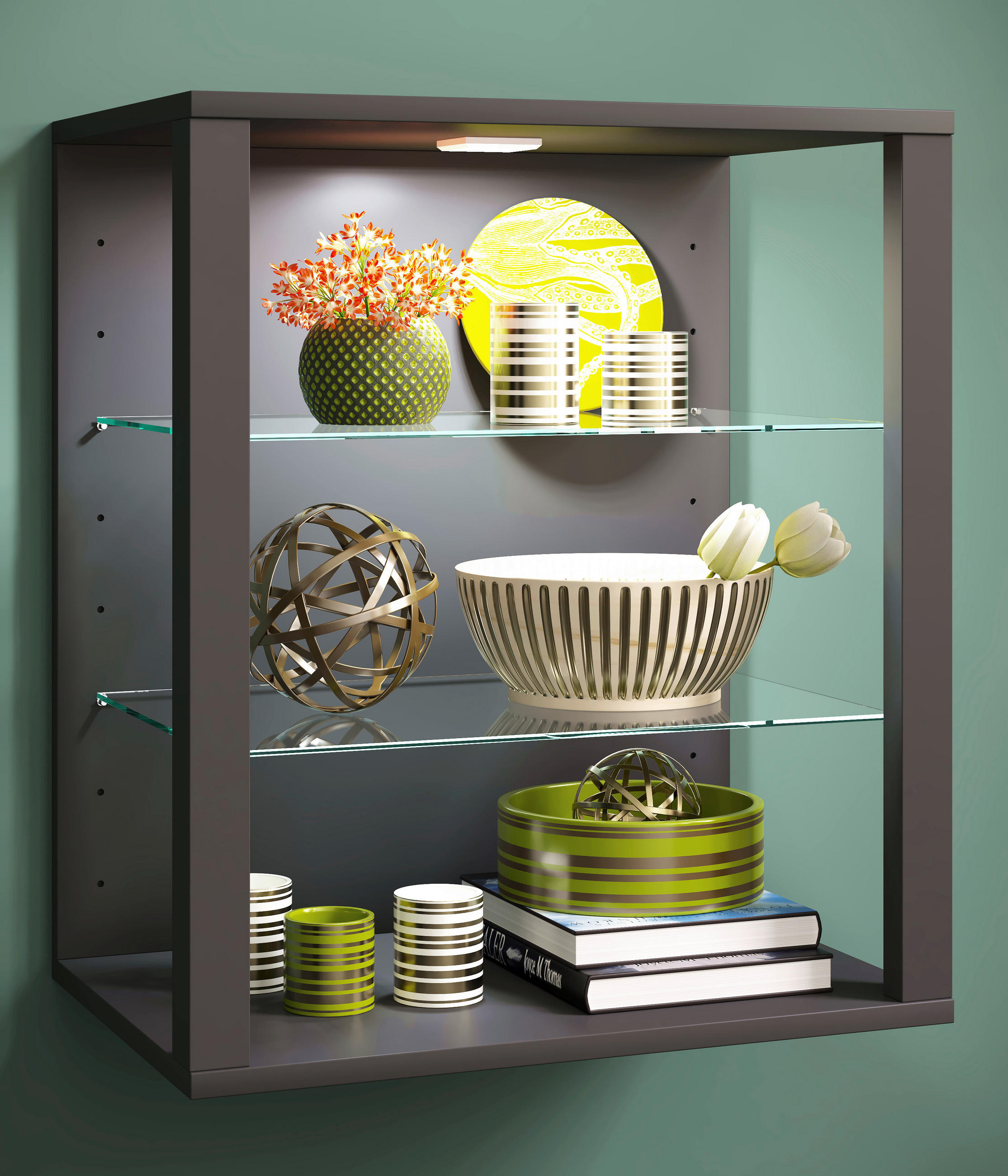 HÄNGEVITRINE in Anthrazit  - Anthrazit, Design, Glas/Holzwerkstoff (52/60/35cm) - MID.YOU