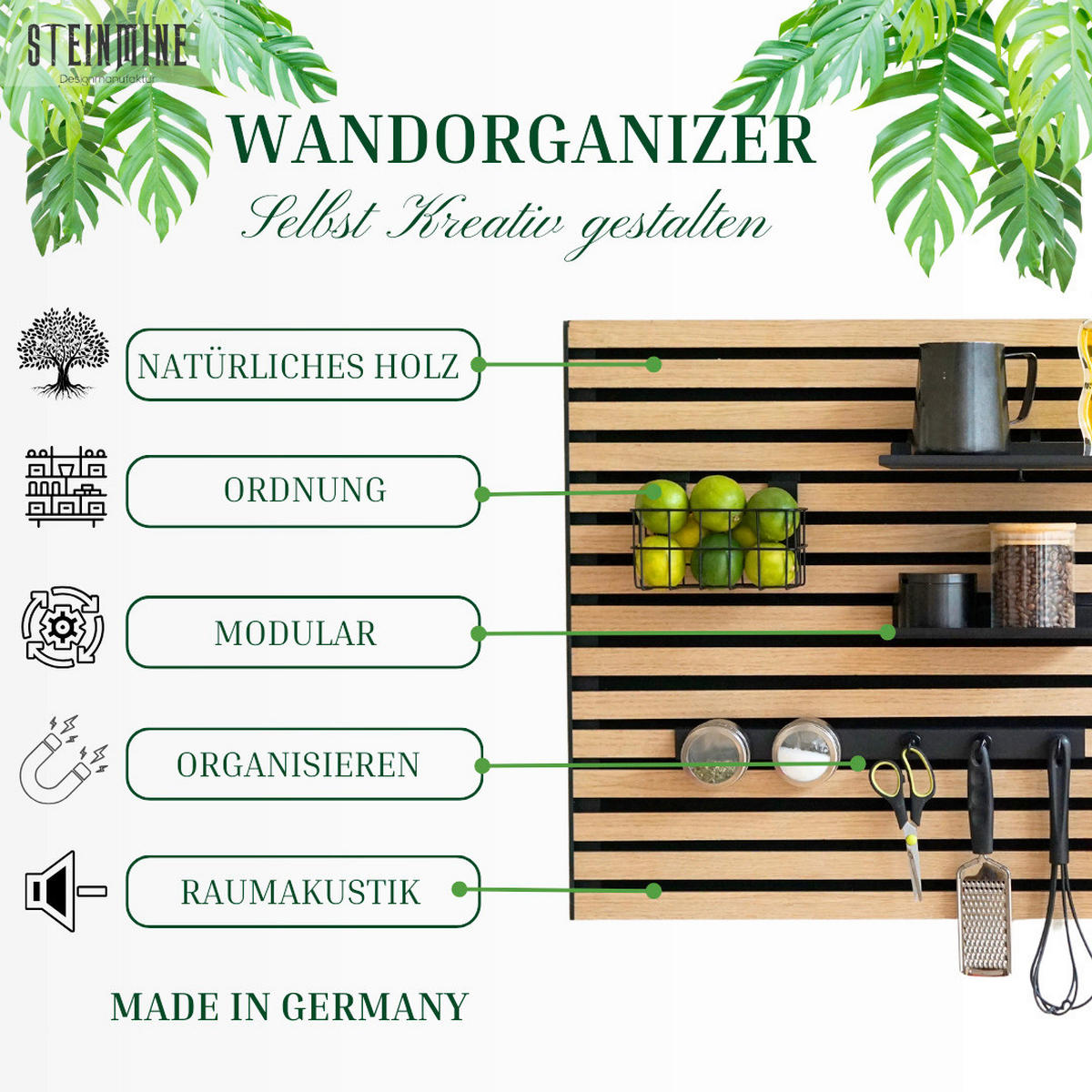 KÜCHEN-ORGANIZER-SET  - Schwarz/Braun, Basics, Holzwerkstoff/Metall (120/60/2cm)