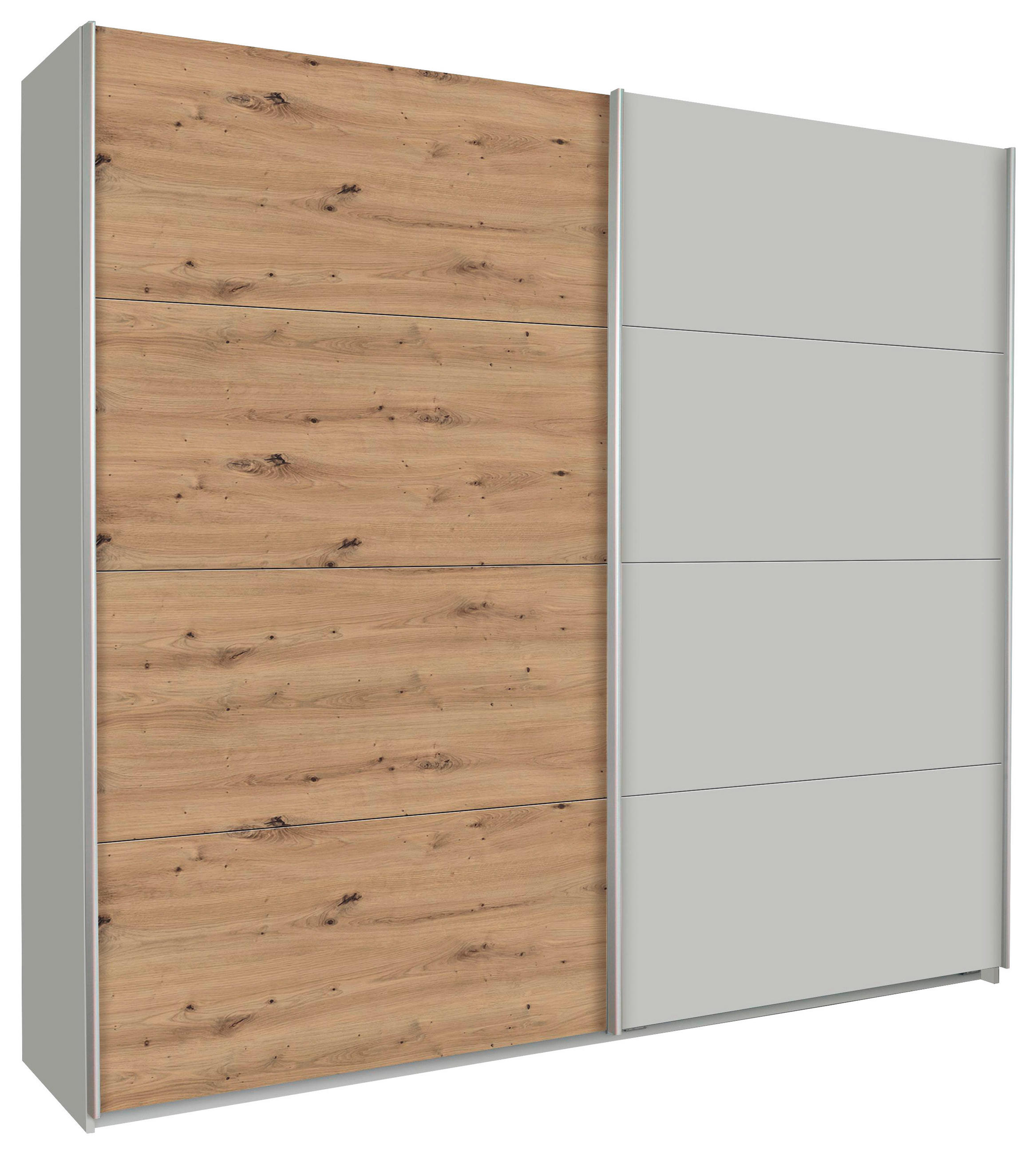 Schwebetürenschrank 226 cm Feldkirch, Grau/Eiche