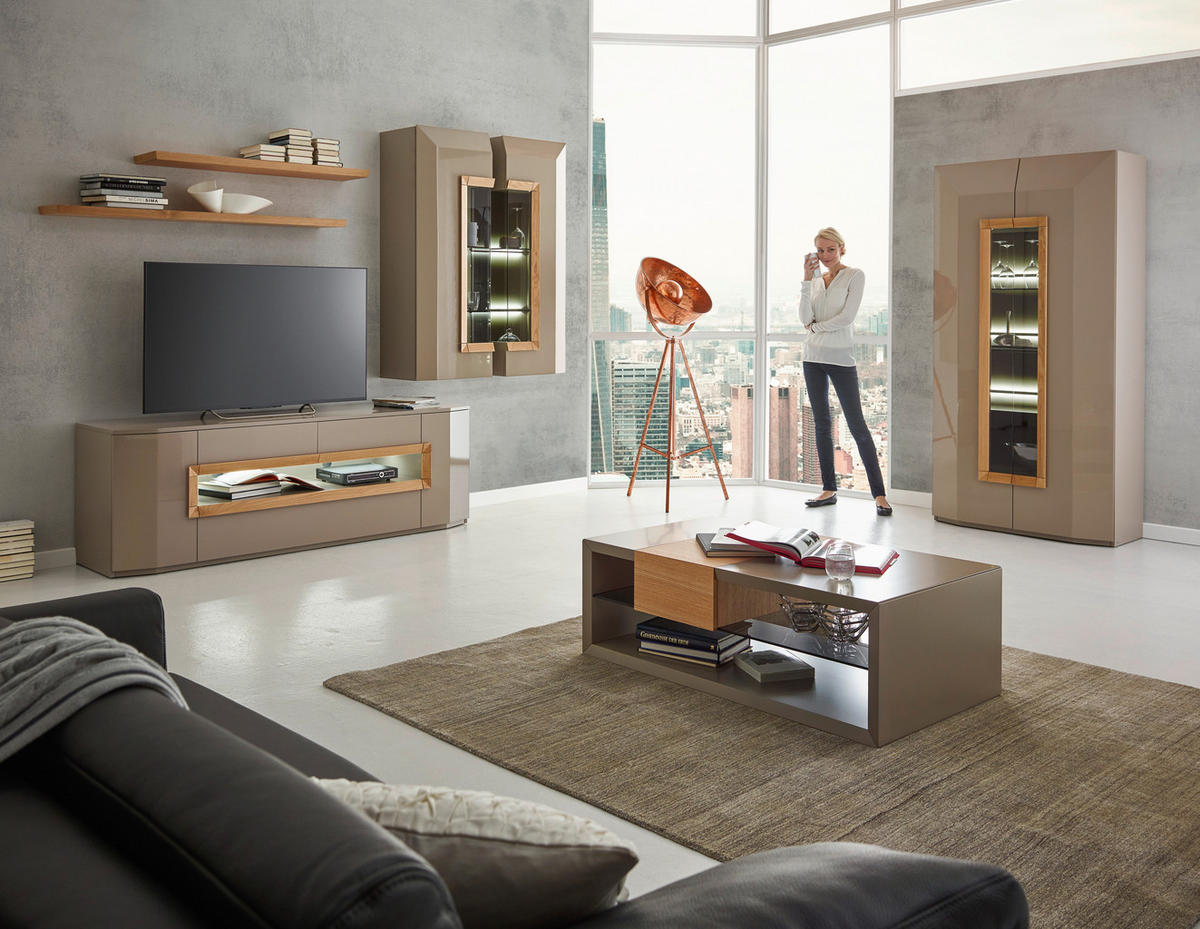 NISKA KOMODA   200/66/52 cm   bela, boja orahovog drveta   - bela/boja orahovog drveta, Dizajnerski, drvo/pločasti materijal (200/66/52cm) - Ambiente