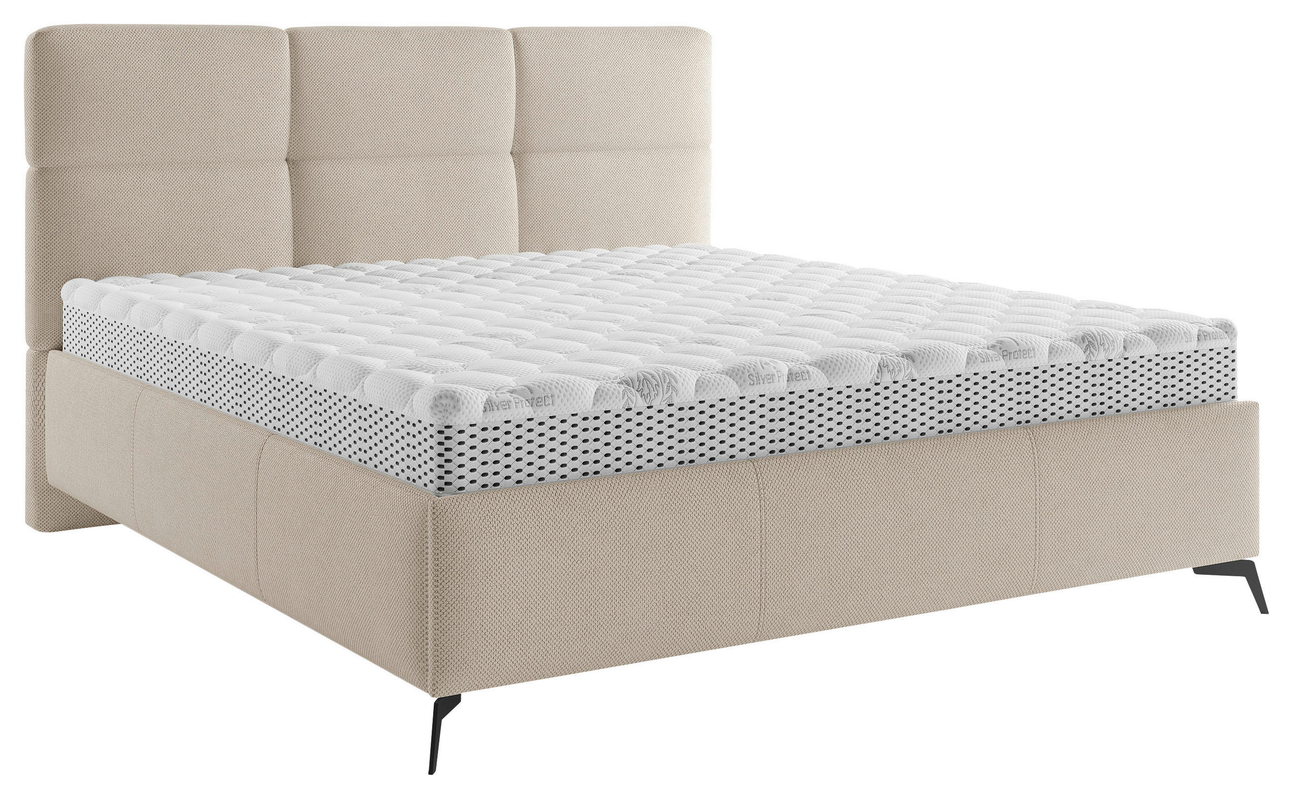 POLSTERBETT Lattenrost, gepolstertes Kopfteil 180/200 cm  in Taupe  - Taupe/Schwarz, MODERN, Holz/Textil (180/200cm) - Boxxx