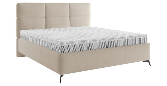 POLSTERBETT gepolstertes Kopfteil, Lattenrost Taupe 140/200 cm  - Taupe/Schwarz, MODERN, Holz/Textil (140/200cm) - Carryhome
