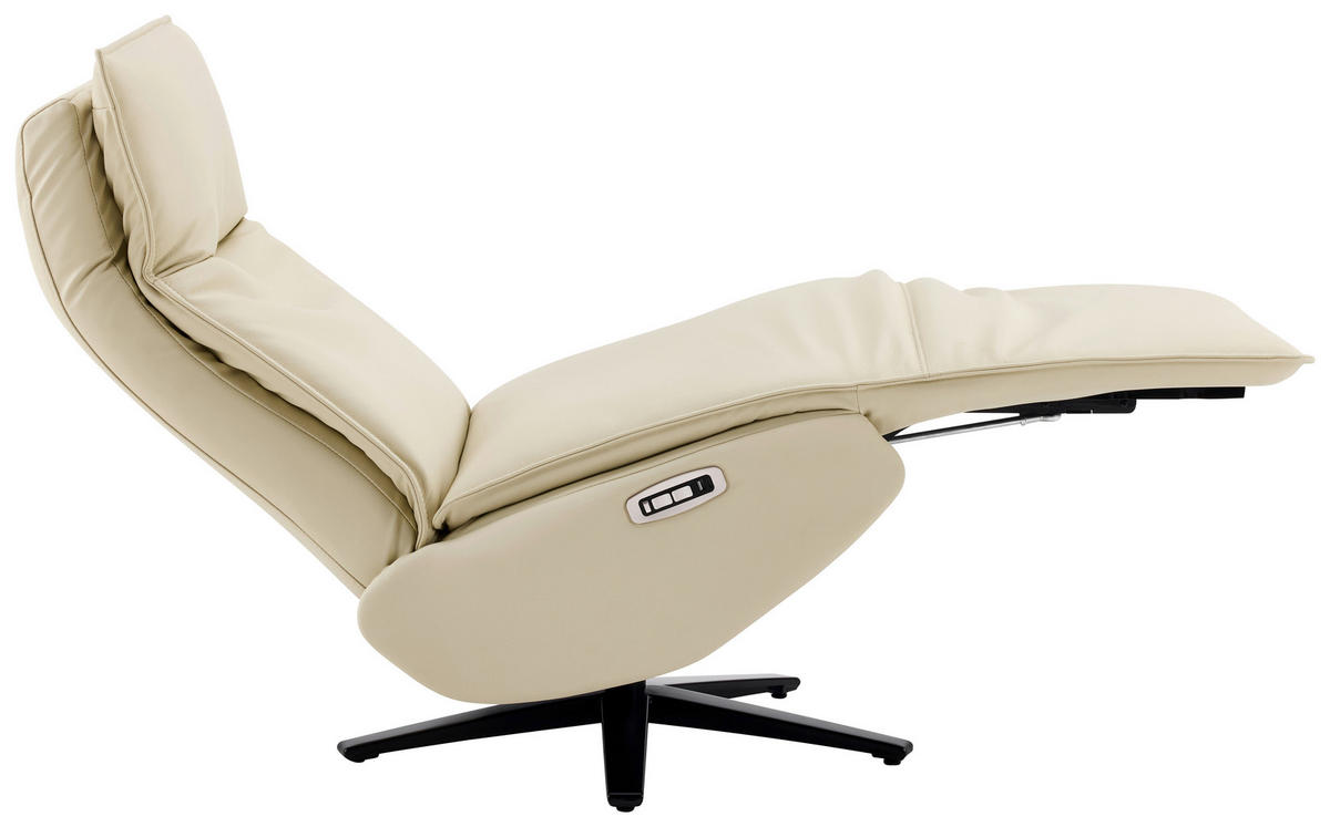 RELAXSESSEL Lederlook Echtleder Relaxfunktion, Kopfteilverstellung, Fußteilverstellung    - Beige/Schwarz, Design, Leder/Textil (70/110/82cm) - Stylife
