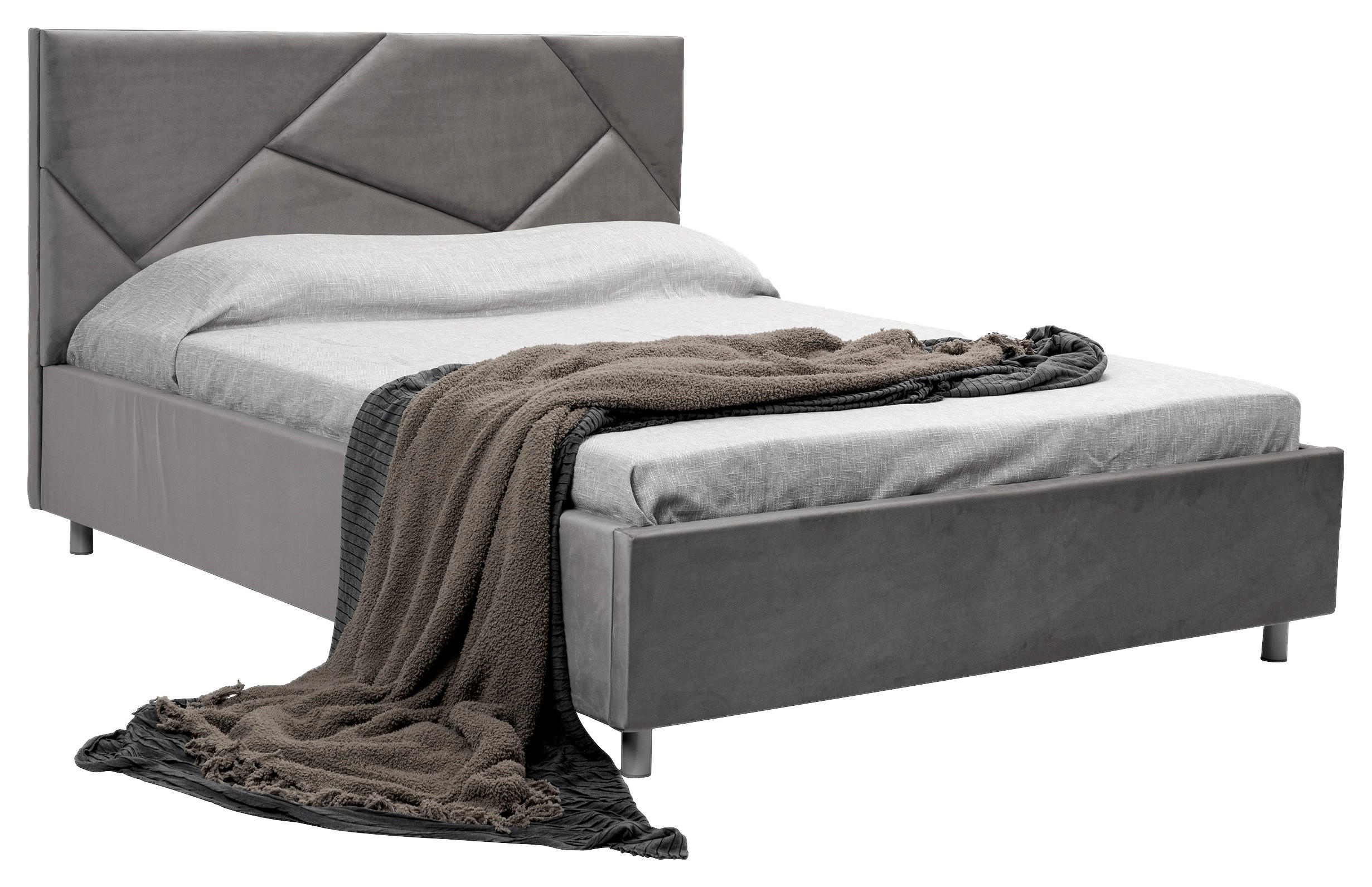 Pat Tapițat 160x200 Cm, 160/200 cm, gri - gri, Design, metal/textil (160/200cm) - Hom`in