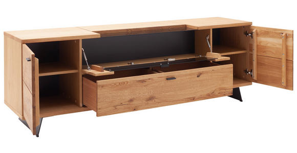 LOWBOARD Wildeiche  210/70/50 cm  - Wildeiche/Anthrazit, Natur, Glas/Holz (210/70/50cm) - Linea Natura