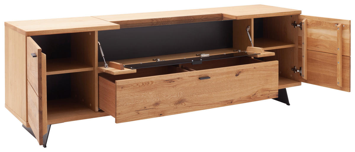 LOWBOARD Wildeiche  210/70/50 cm  - Wildeiche/Anthrazit, Natur, Glas/Holz (210/70/50cm) - Linea Natura