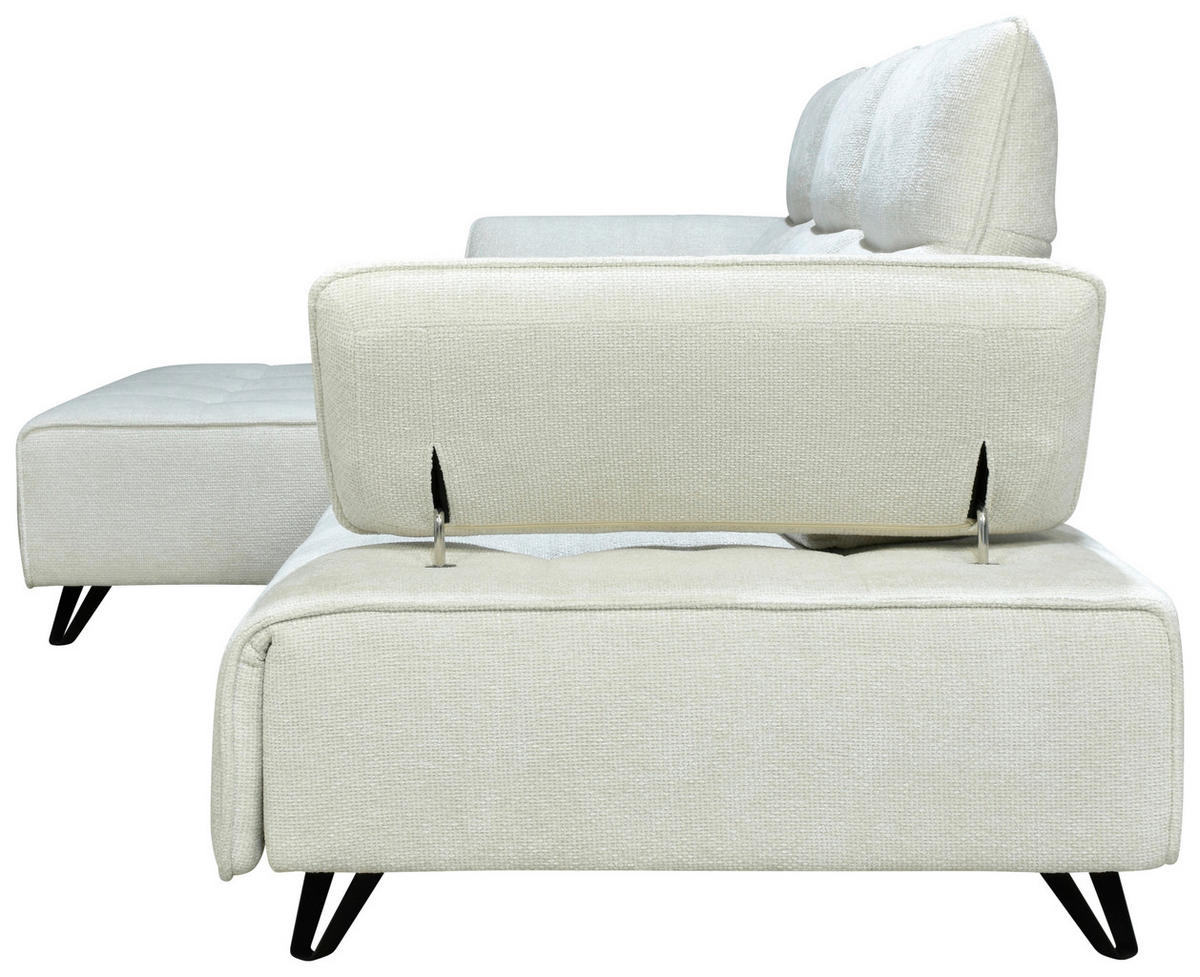 ECKSOFA Creme Chenille  - Creme/Schwarz, Design, Kunststoff/Textil (162/314cm) - Livetastic