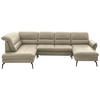 WOHNLANDSCHAFT in Echtleder Creme, Naturfarben  - Creme/Schwarz, Design, Leder/Metall (206/336/181cm) - Beldomo Speed
