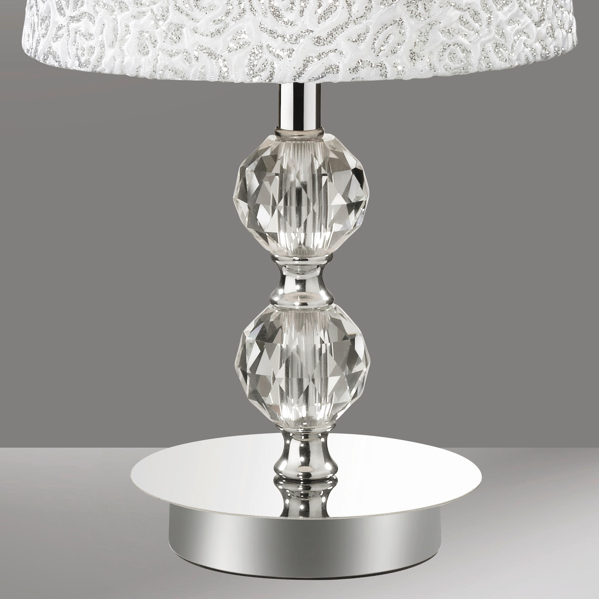 TISCHLEUCHTE 20/36,5 cm   - Chromfarben/Transparent, KONVENTIONELL, Glas/Textil (20/36,5cm)