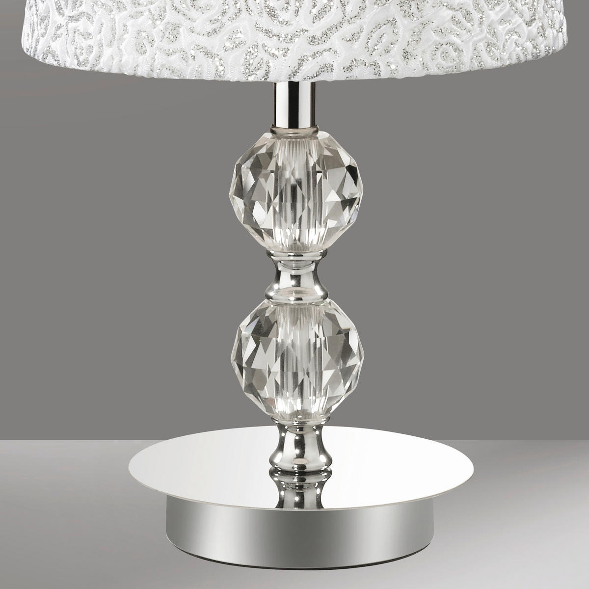 TISCHLEUCHTE 20/36,5 cm   - Chromfarben/Transparent, KONVENTIONELL, Glas/Textil (20/36,5cm)