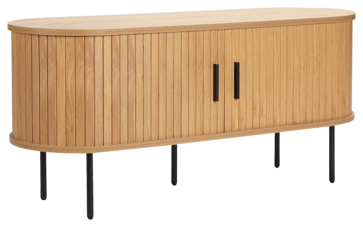 LOWBOARD  in 120/55/40 cm  - Eichefarben/Schwarz, Design, Holzwerkstoff/Metall (120/55/40cm) - Xora