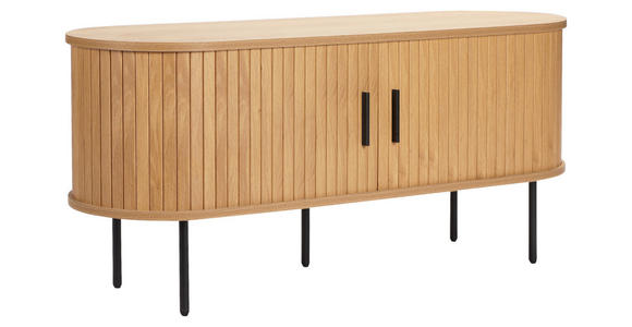 LOWBOARD  in 120/55/40 cm  - Eichefarben/Schwarz, Design, Holzwerkstoff/Metall (120/55/40cm) - Xora