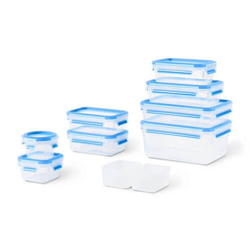FRISCHHALTEDOSENSET CLIP & CLOSE 9-teilig  - Klar/Hellblau, Basics, Kunststoff (22,0/16,4/21,0cm) - Emsa